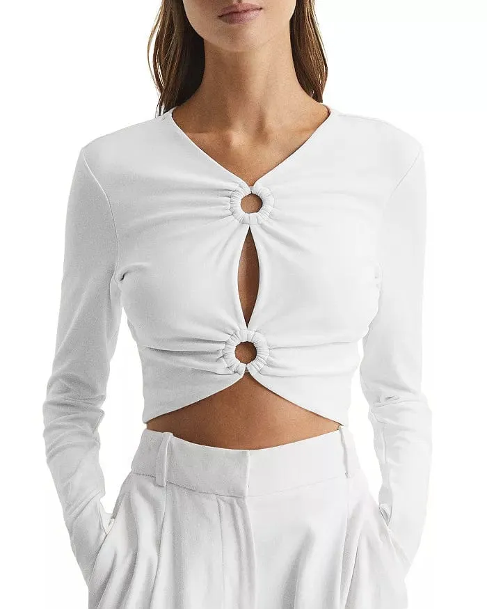 Melli Modal Cutout Long Sleeve Crop Top - White sold by Lezat product image thumbnail 2
