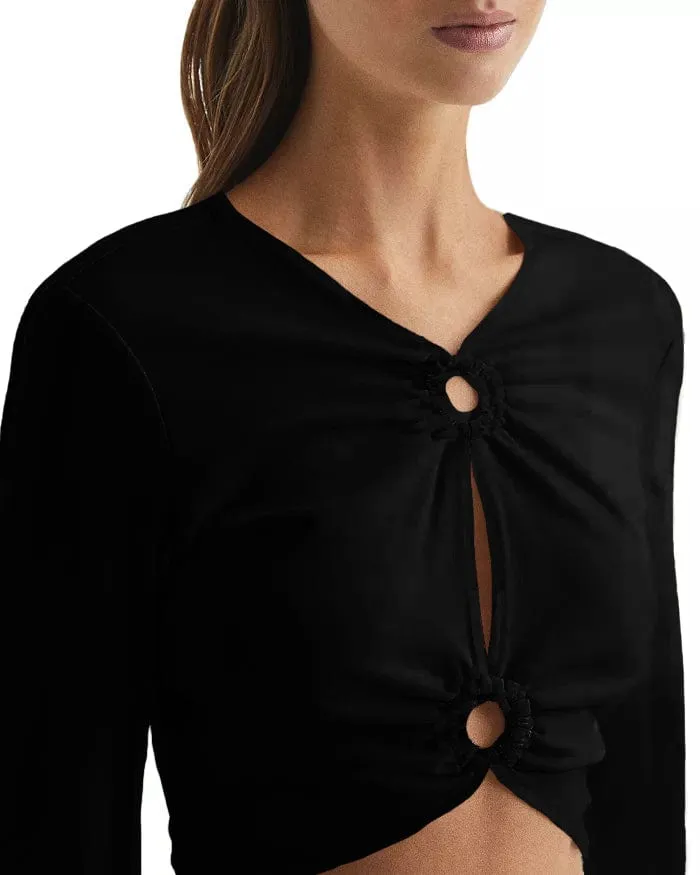 Melli Modal Cutout Long Sleeve Crop Top - Black sold by Lezat product image thumbnail 4