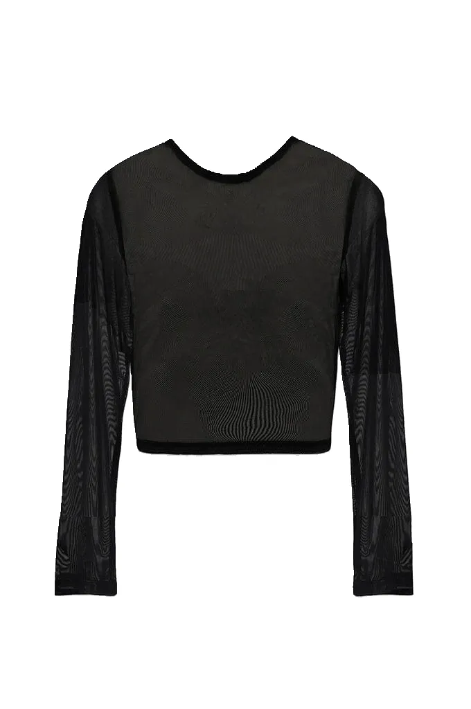 Anya Long Sleeve Mesh Top - Black sold by Lezat