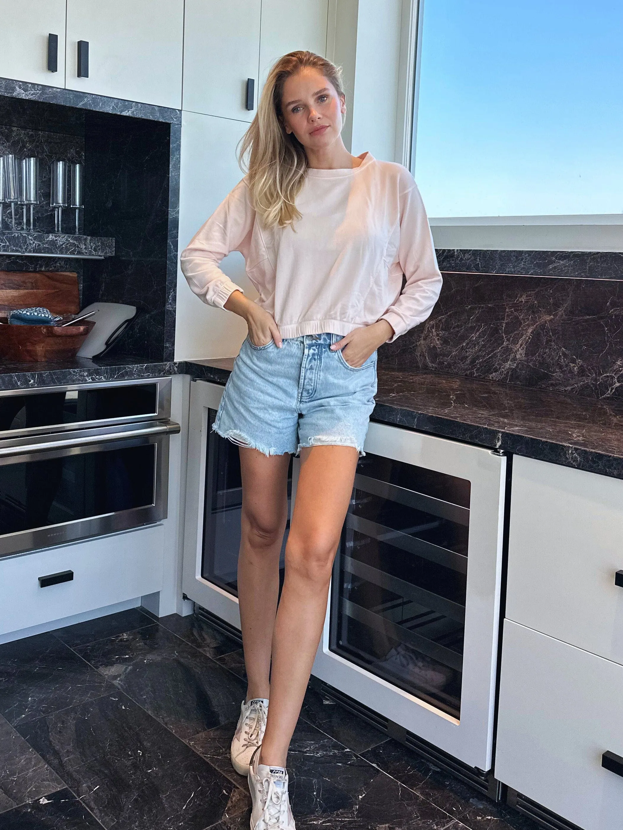 Ivy Boxy Cropped Modal Pullover - Rose Quartz sold by Lezat product image thumbnail 4