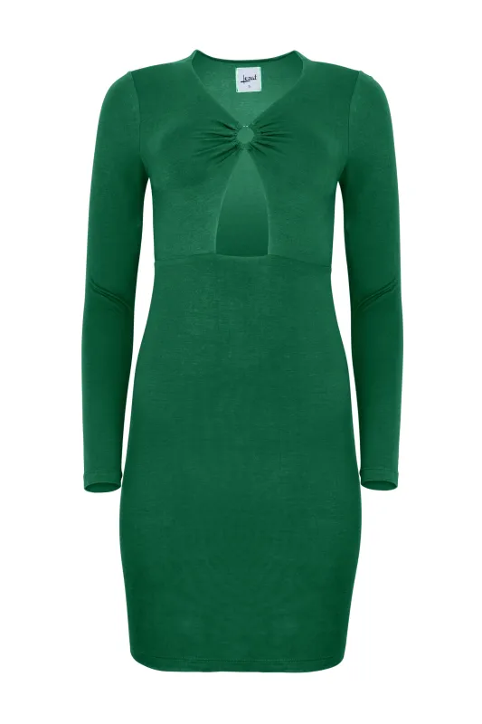 Nelly Front Cut Out Modal Mini Dress - Emerald sold by Lezat