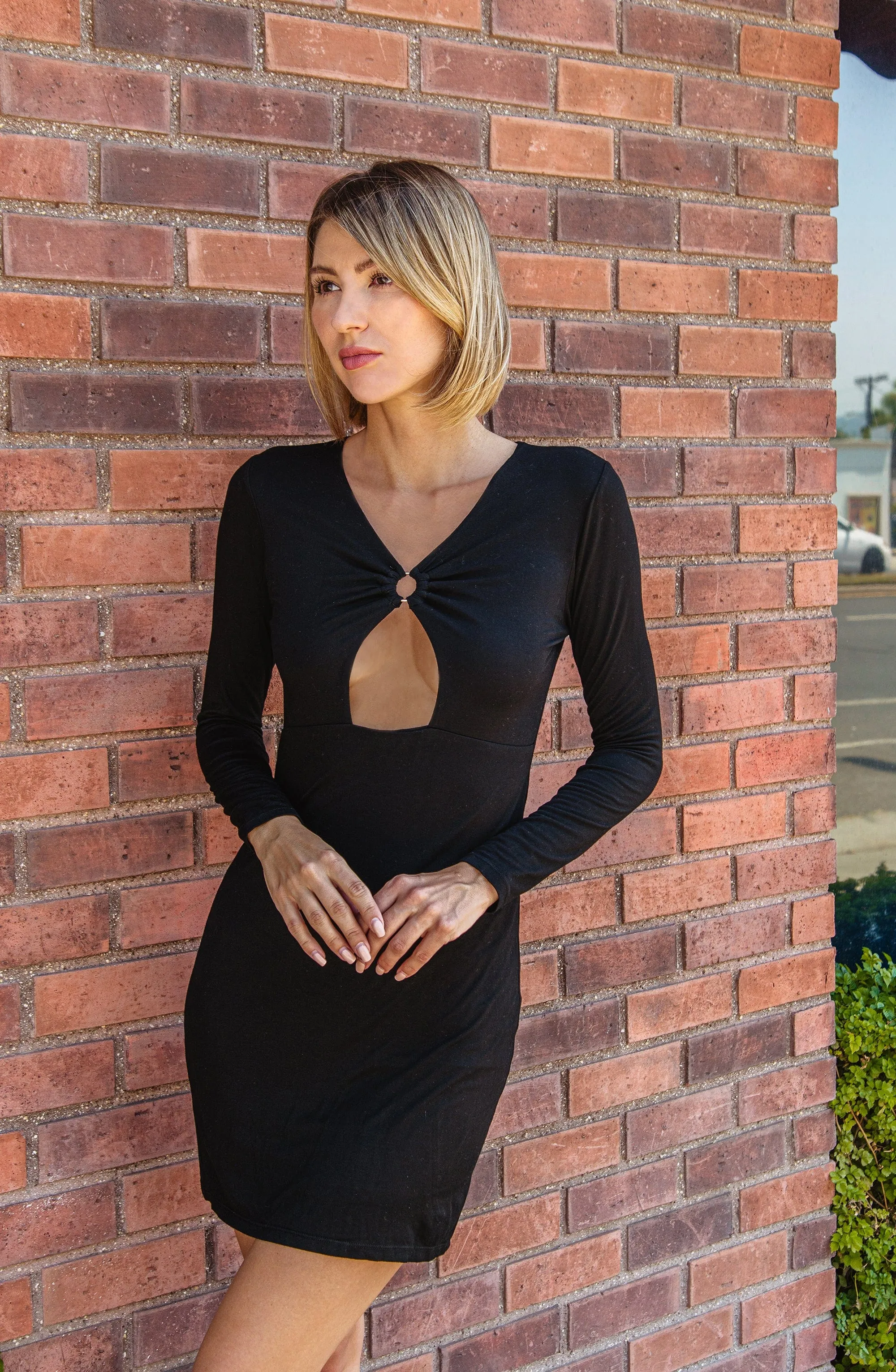 Nelly Front Cut Out Modal Mini Dress - Black sold by Lezat product image thumbnail 2