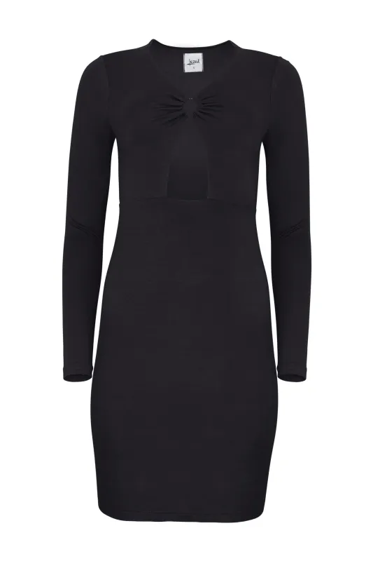 Nelly Front Cut Out Modal Mini Dress - Black sold by Lezat