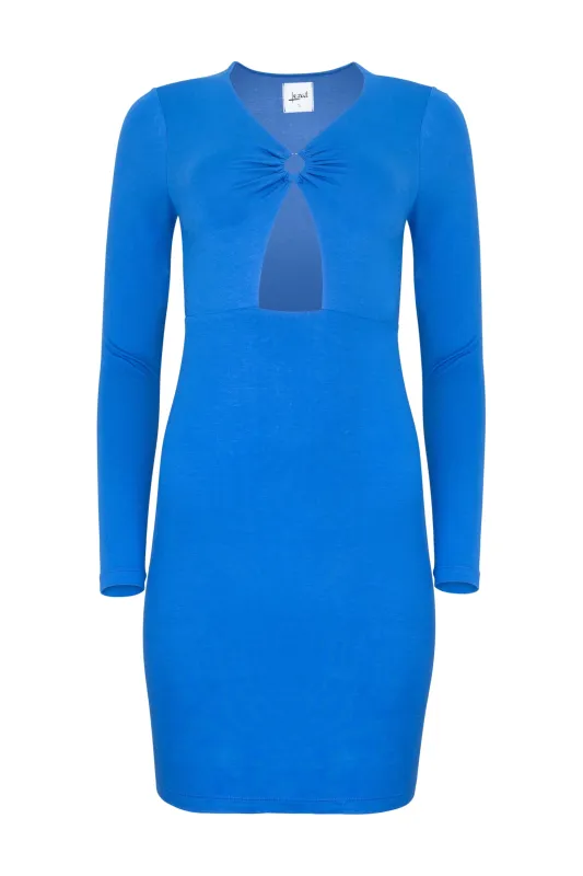 Nelly Front Cut Out Modal Mini Dress - Azure sold by Lezat