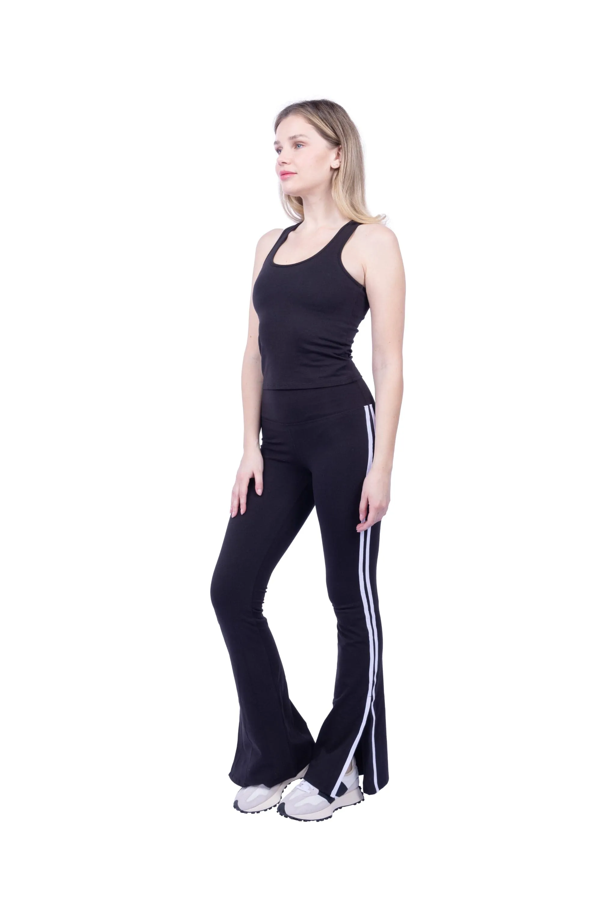 Ella Organic Cotton High-Rise Flare Stripe Leggings sold by Lezat product image thumbnail 4