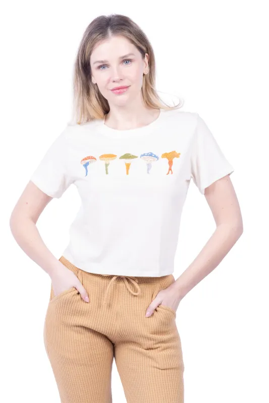 Cropped Everyday Organic Cotton Tee - Shrooms sold by Lezat