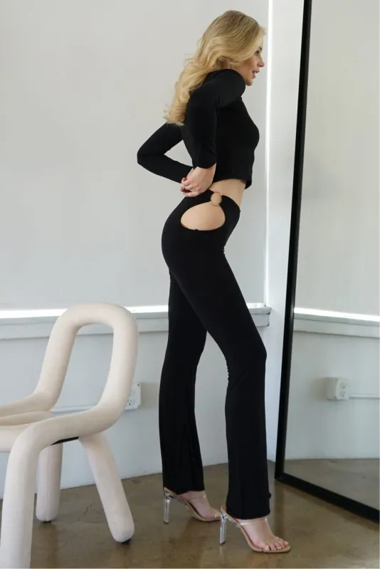 Runa Modal Side Cut-Out Pant - Black sold by Lezat