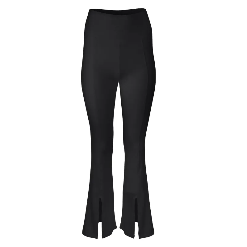 Dana Cotton Split Front Hem Pant - Black sold by Lezat