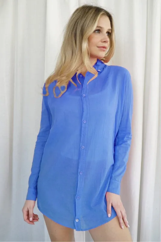 Naomi Linen Tunic Blouse - Glacier made by Lezat