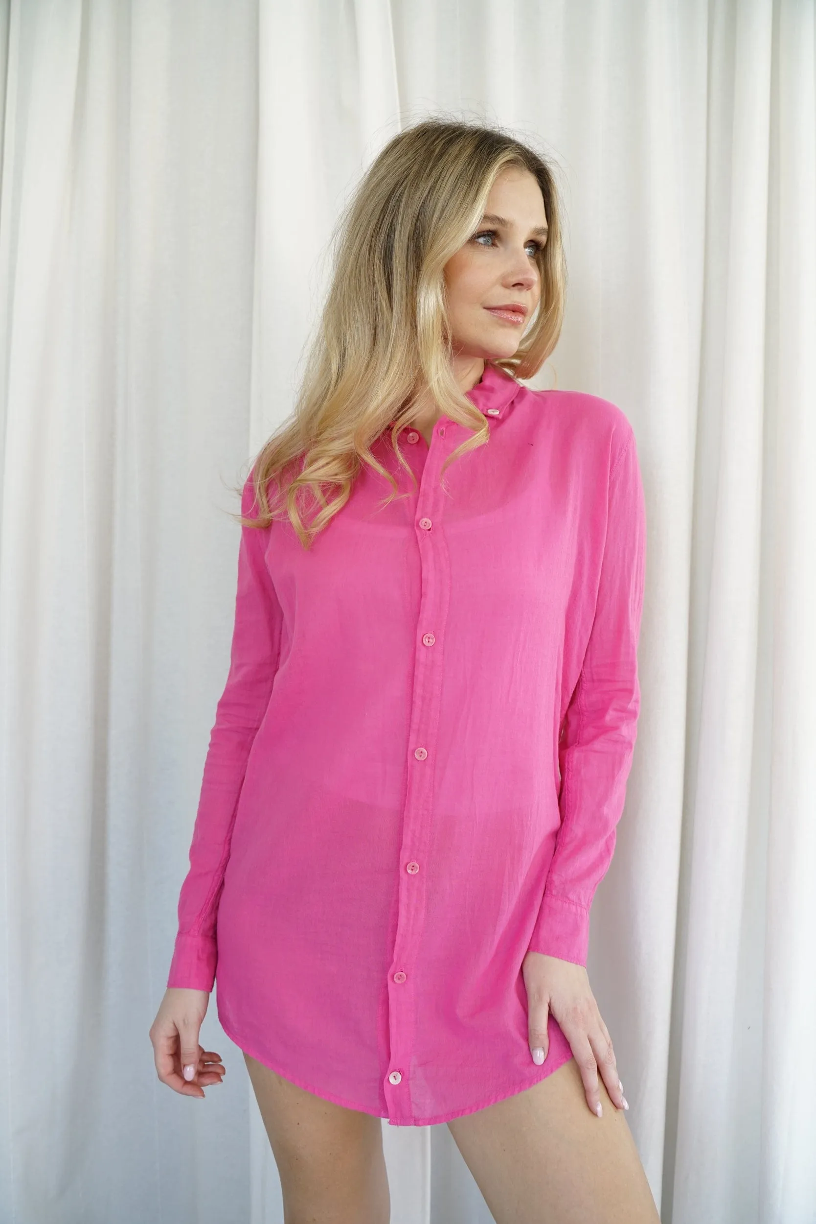 Naomi Linen Tunic Blouse - Pink Aster sold by Lezat product image thumbnail 2