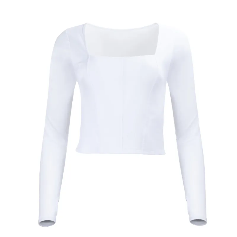 Hailey Mesh and Cotton Long Sleeve Top - Blanc sold by Lezat