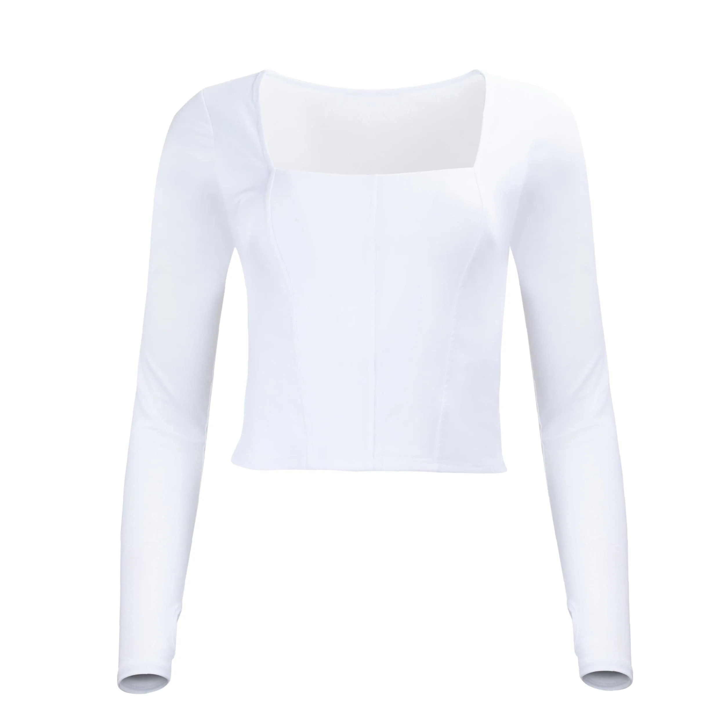 Hailey Mesh and Cotton Long Sleeve Top - Blanc sold by Lezat