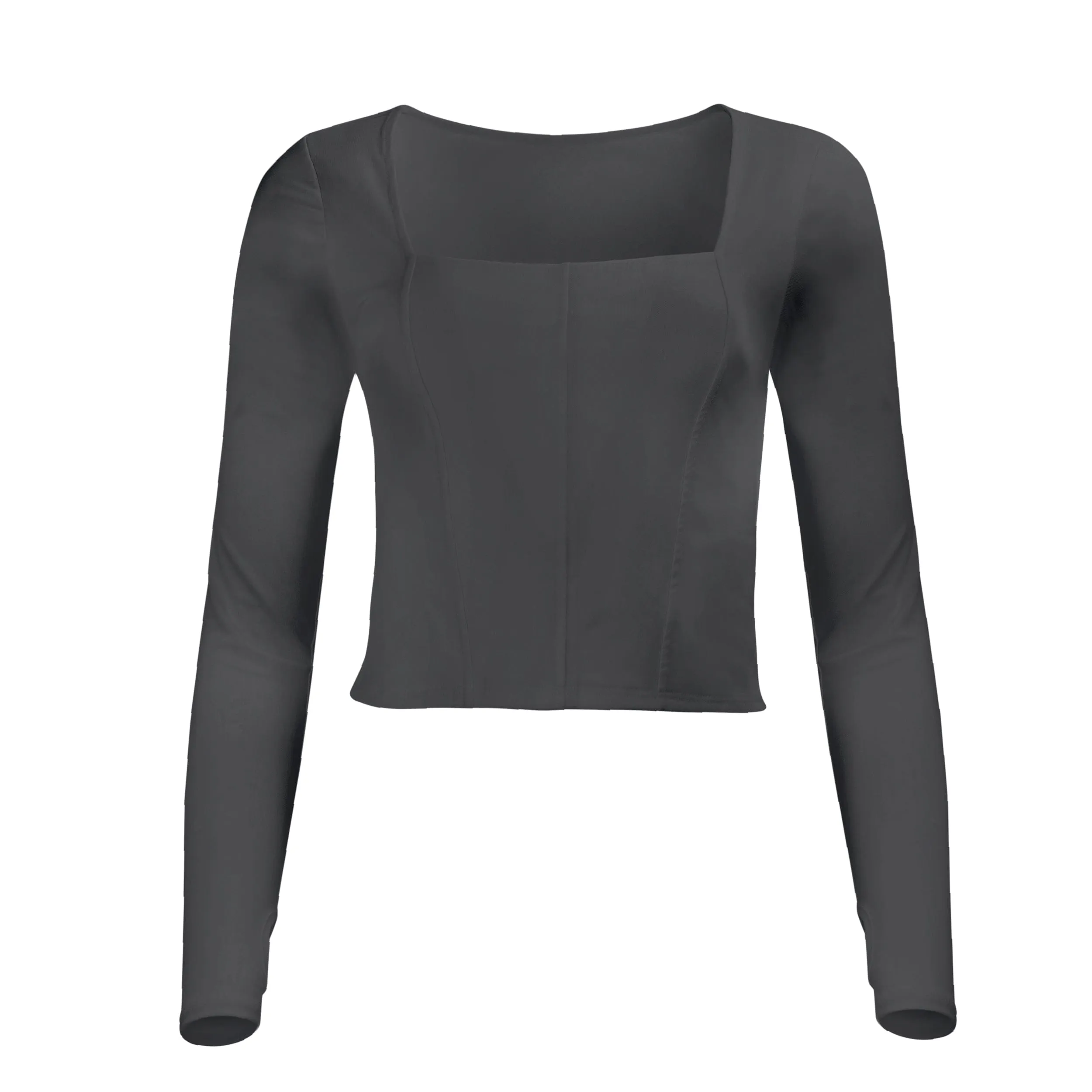 Hailey Mesh and Cotton Long Sleeve Top - Nero sold by Lezat