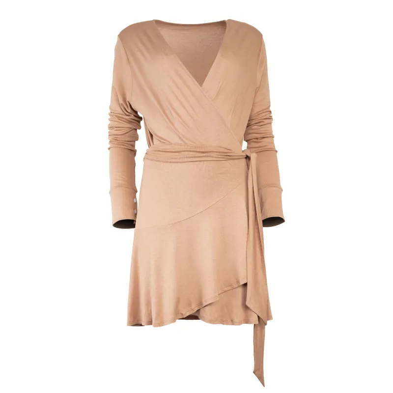 Rita Wrap Modal Dress - Camel sold by Lezat