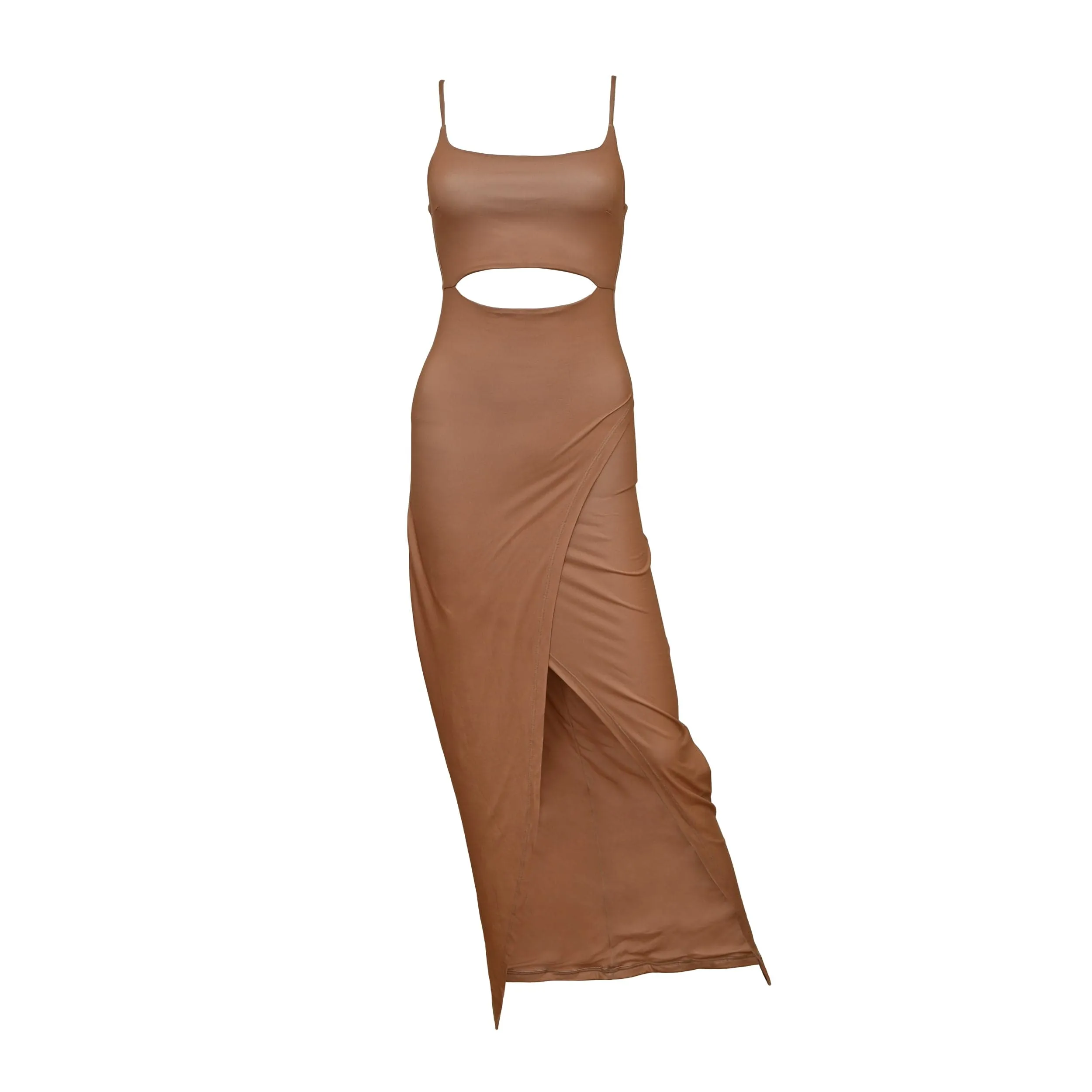 Selena Modal Cutout Slit Dress - Copper sold by Lezat