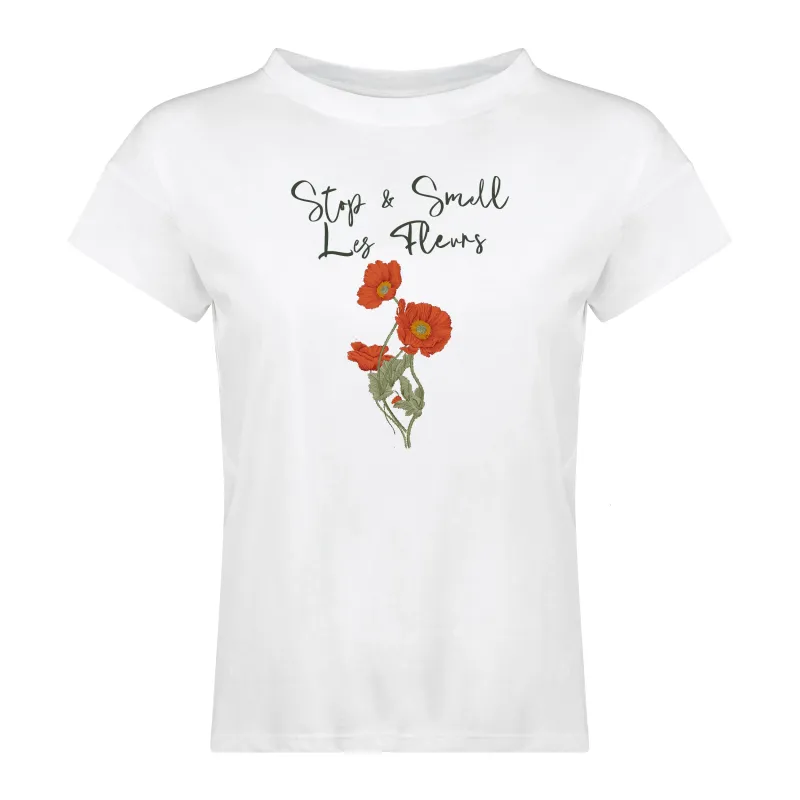 Tessa Organic Cotton Tee - Stop & Smell Les Fleurs sold by Lezat