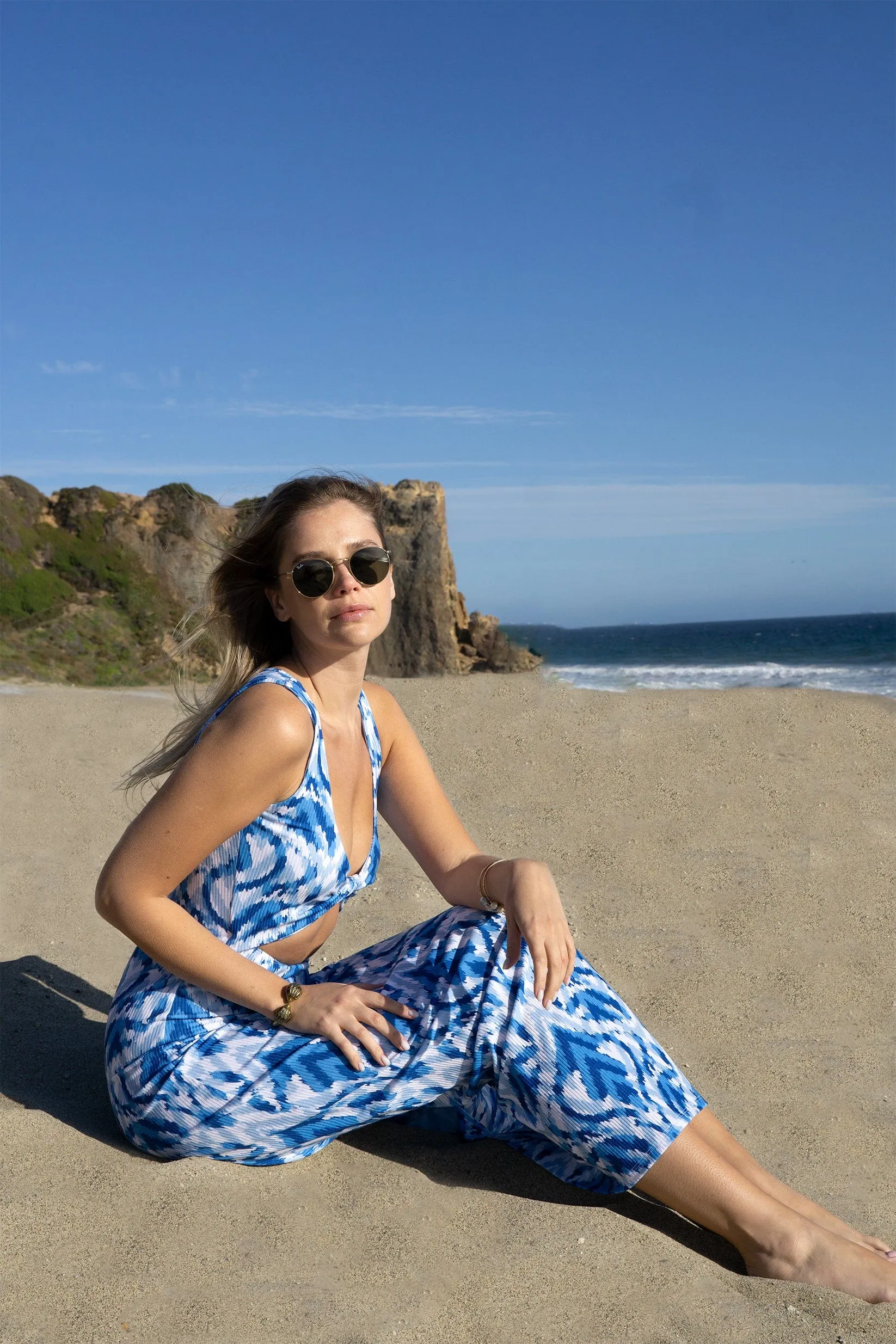 Krista Twist Dress - Blue Ikat sold by Lezat product image thumbnail 4