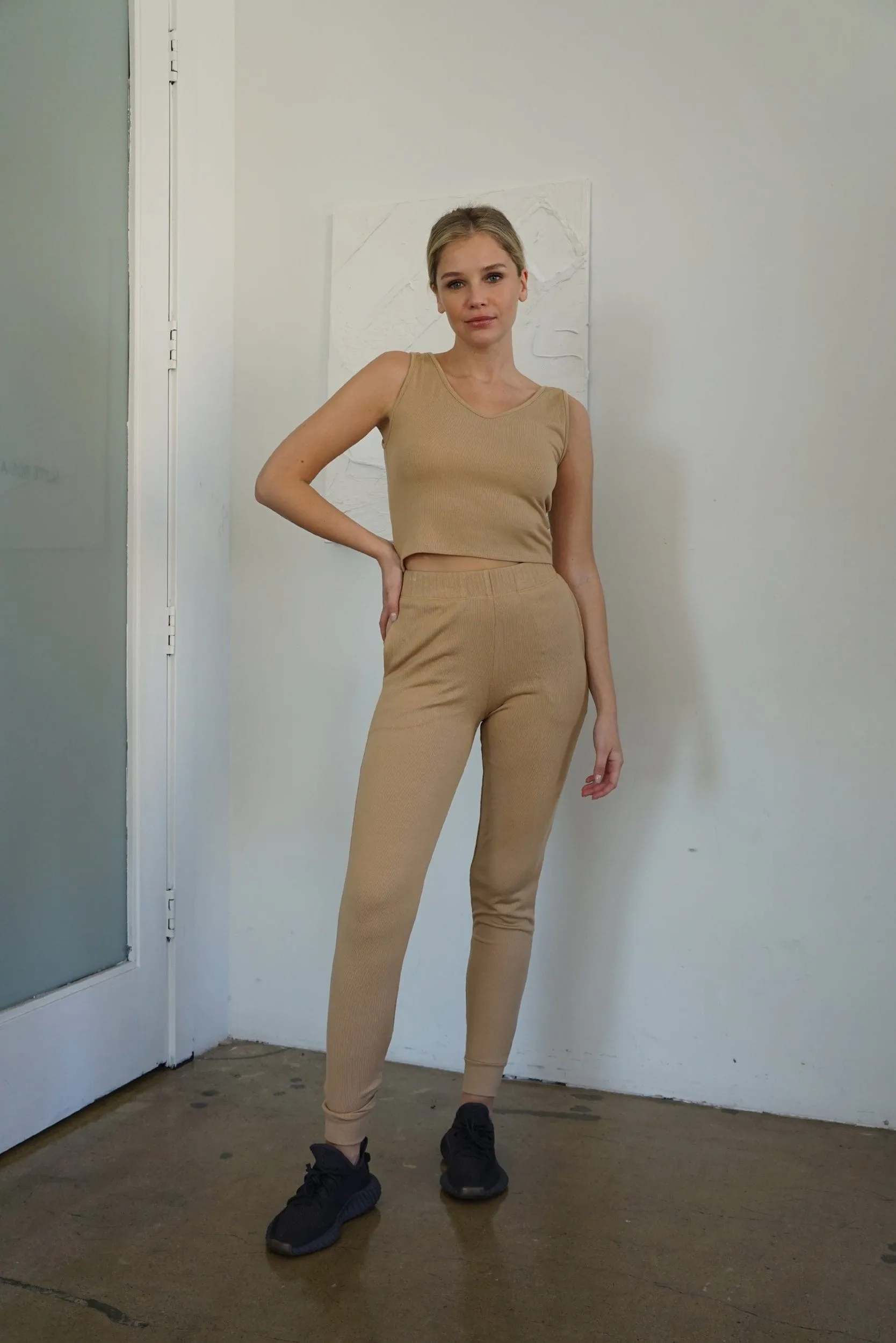 Self-Love Rib Jogger Pant - Beige sold by Lezat product image thumbnail 3