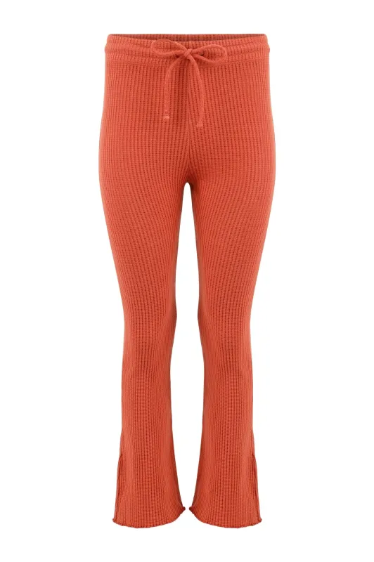 Fiona Organic Cotton Waffle Thermal Pant - Brick sold by Lezat