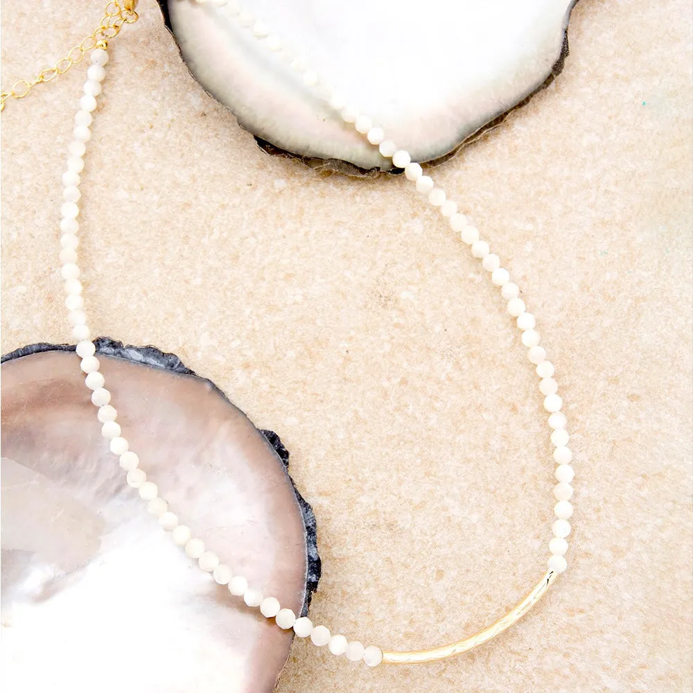 White Mother of Pearl Golden Bar Necklace sold by Barse product image thumbnail 4