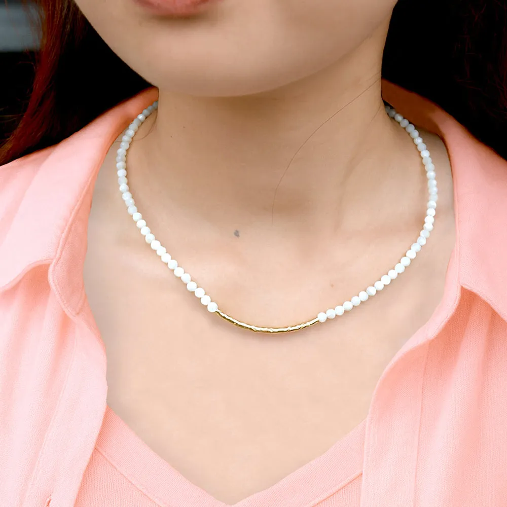 White Mother of Pearl Golden Bar Necklace sold by Barse product image thumbnail 2