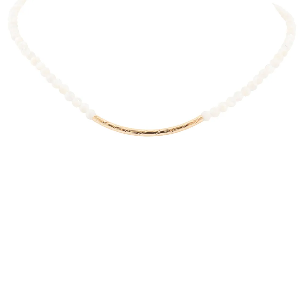 White Mother of Pearl Golden Bar Necklace sold by Barse