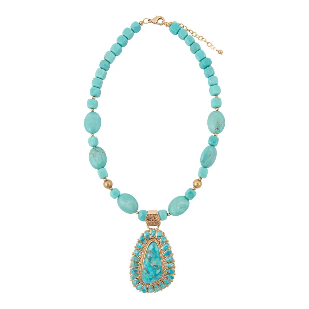 Sedona Blue Turquoise Golden Pendant Necklace sold by Barse product image thumbnail 4