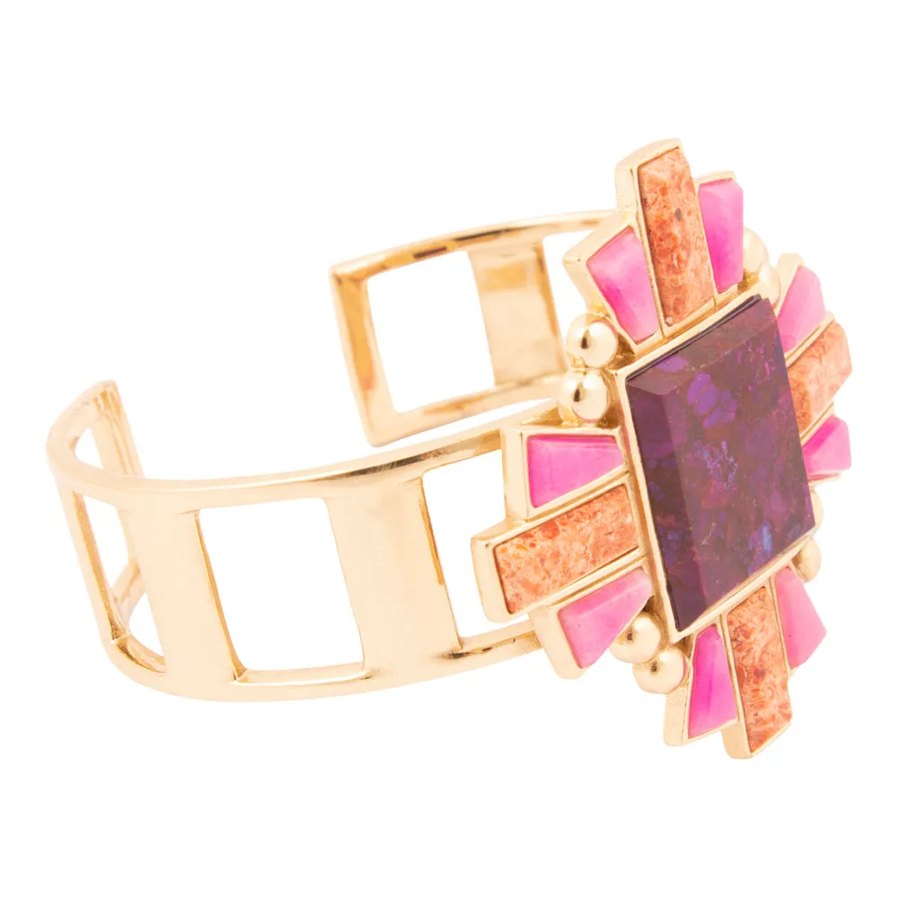 Santa Fe Purple Turquoise Golden Cuff Bracelet sold by Barse product image thumbnail 4