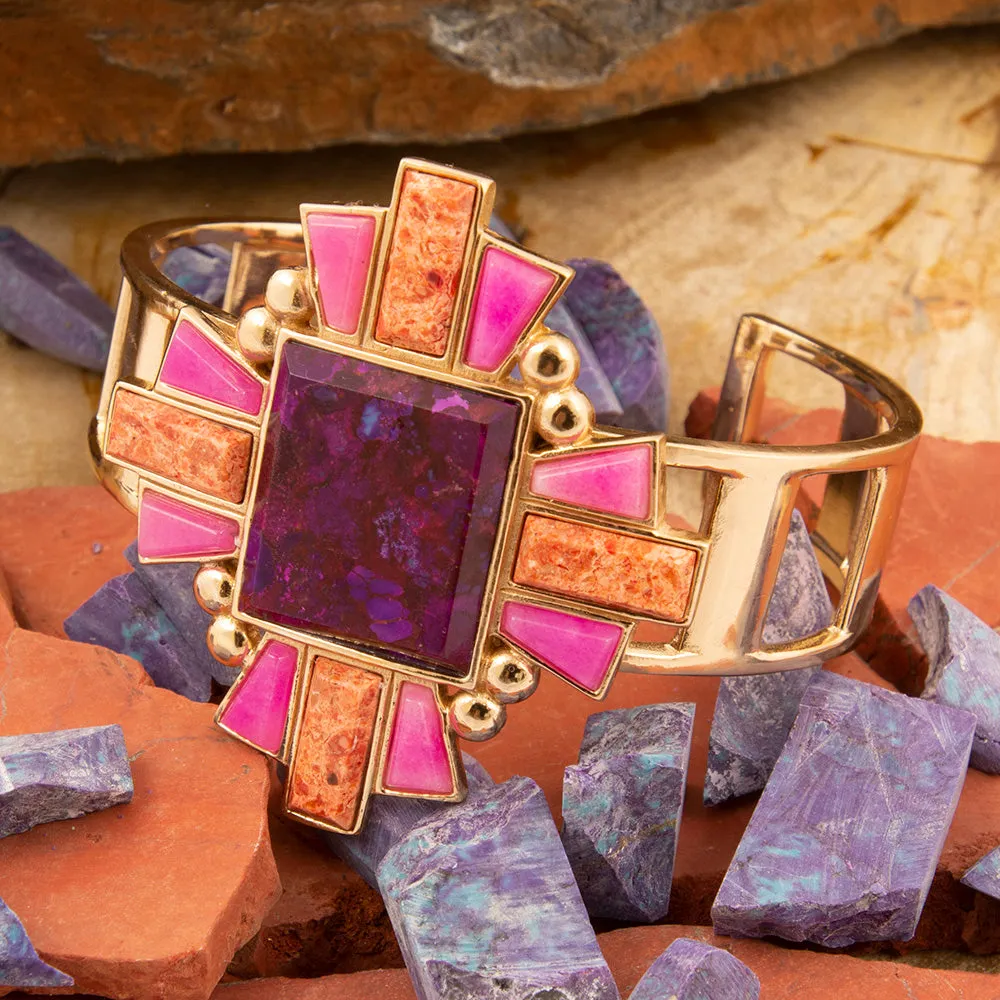 Santa Fe Purple Turquoise Golden Cuff Bracelet sold by Barse product image thumbnail 3