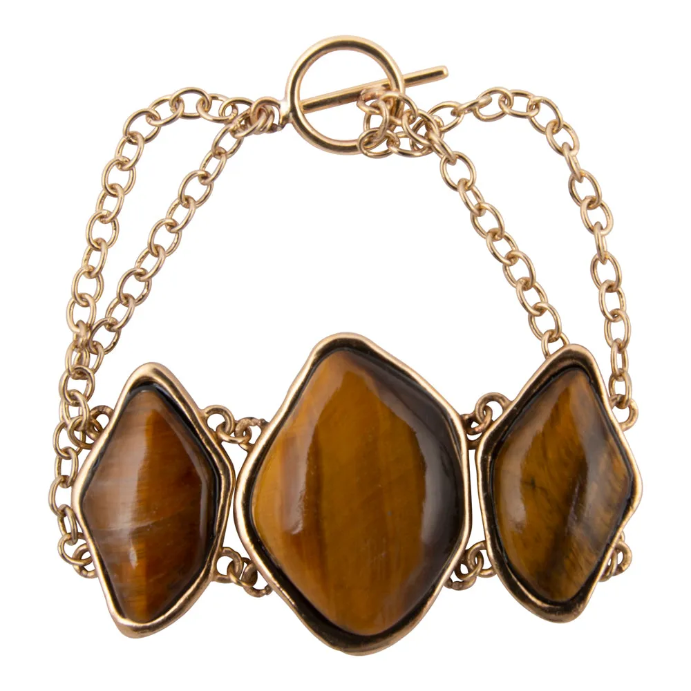 Abstract Brown Tiger's Eye Golden Statement Bracelet sold by Barse product image thumbnail 4