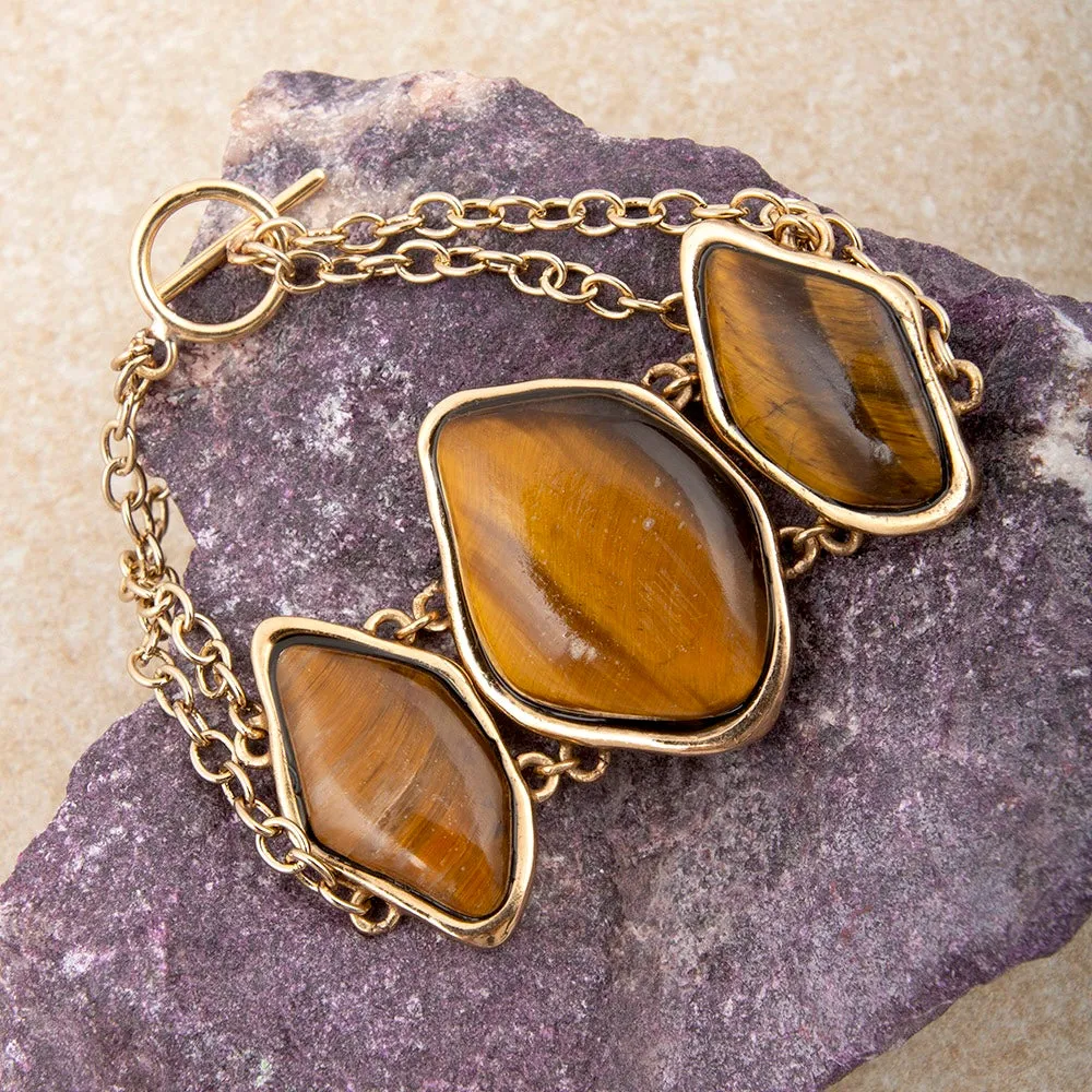 Abstract Brown Tiger's Eye Golden Statement Bracelet sold by Barse product image thumbnail 2
