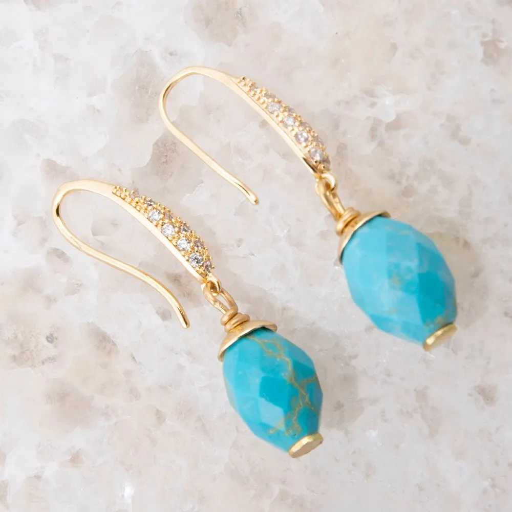Hepburn Blue Magnesite Golden Drop Earrings sold by Barse product image thumbnail 3