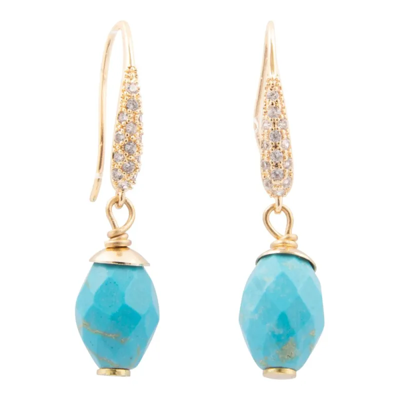 Hepburn Blue Magnesite Golden Drop Earrings sold by Barse