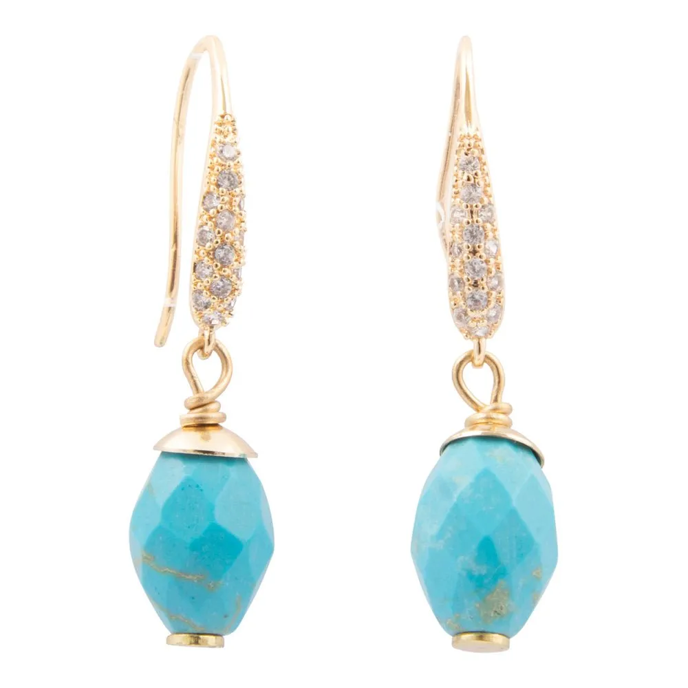 Hepburn Blue Magnesite Golden Drop Earrings sold by Barse