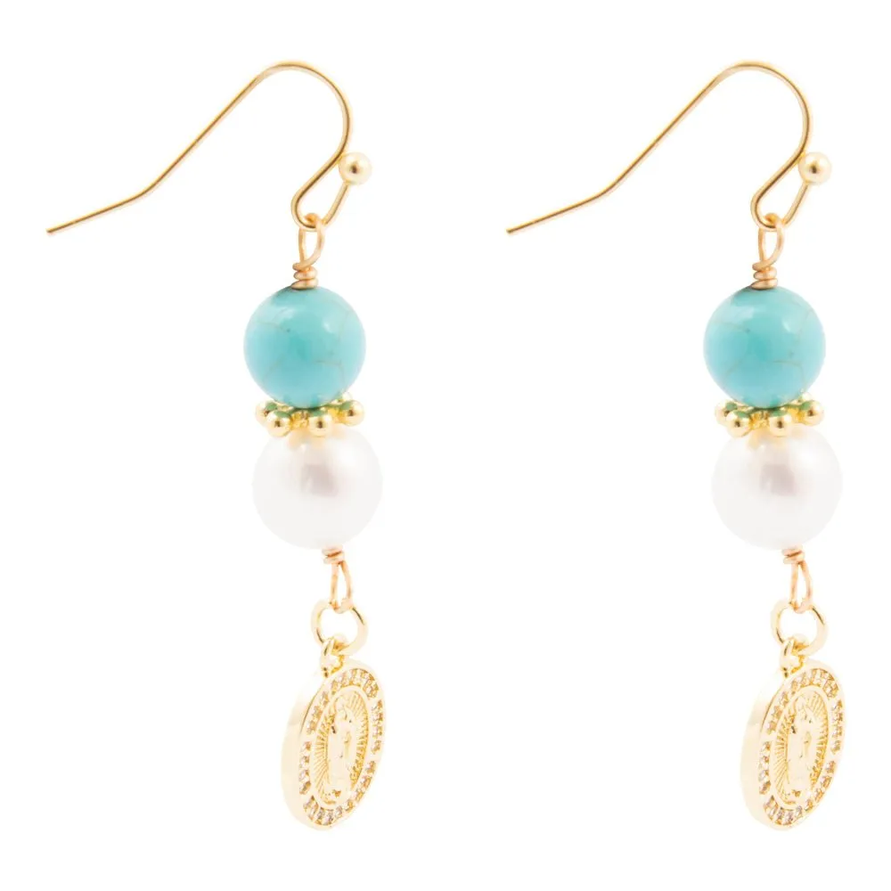St. Guadalupe Blue Magnesite Golden Drop Earrings sold by Barse product image thumbnail 4