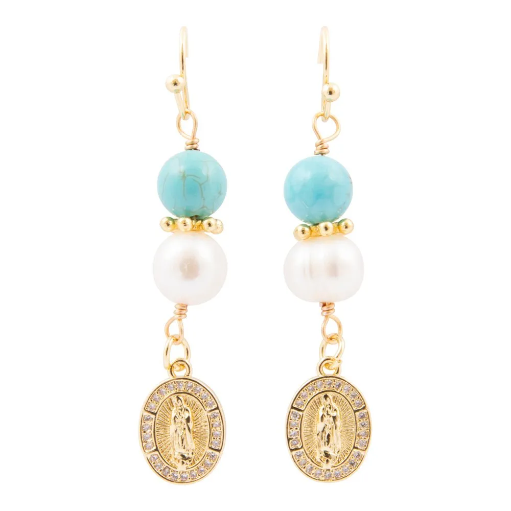 St. Guadalupe Blue Magnesite Golden Drop Earrings sold by Barse