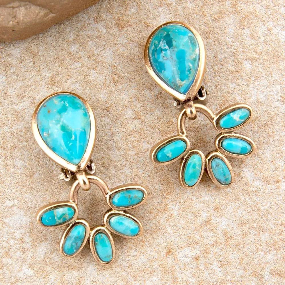 Mojave Blue Turquoise Golden Clip Earrings sold by Barse product image thumbnail 3