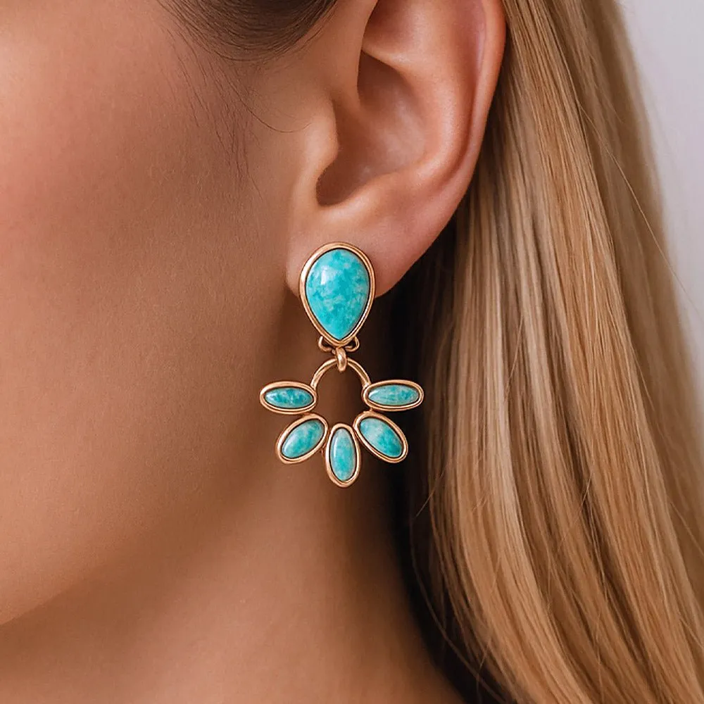 Mojave Blue Turquoise Golden Clip Earrings sold by Barse product image thumbnail 2