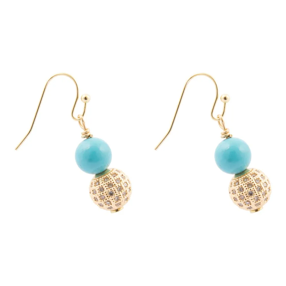 Hepburn Pave and Blue Magnesite Golden Drop Earrings sold by Barse product image thumbnail 4