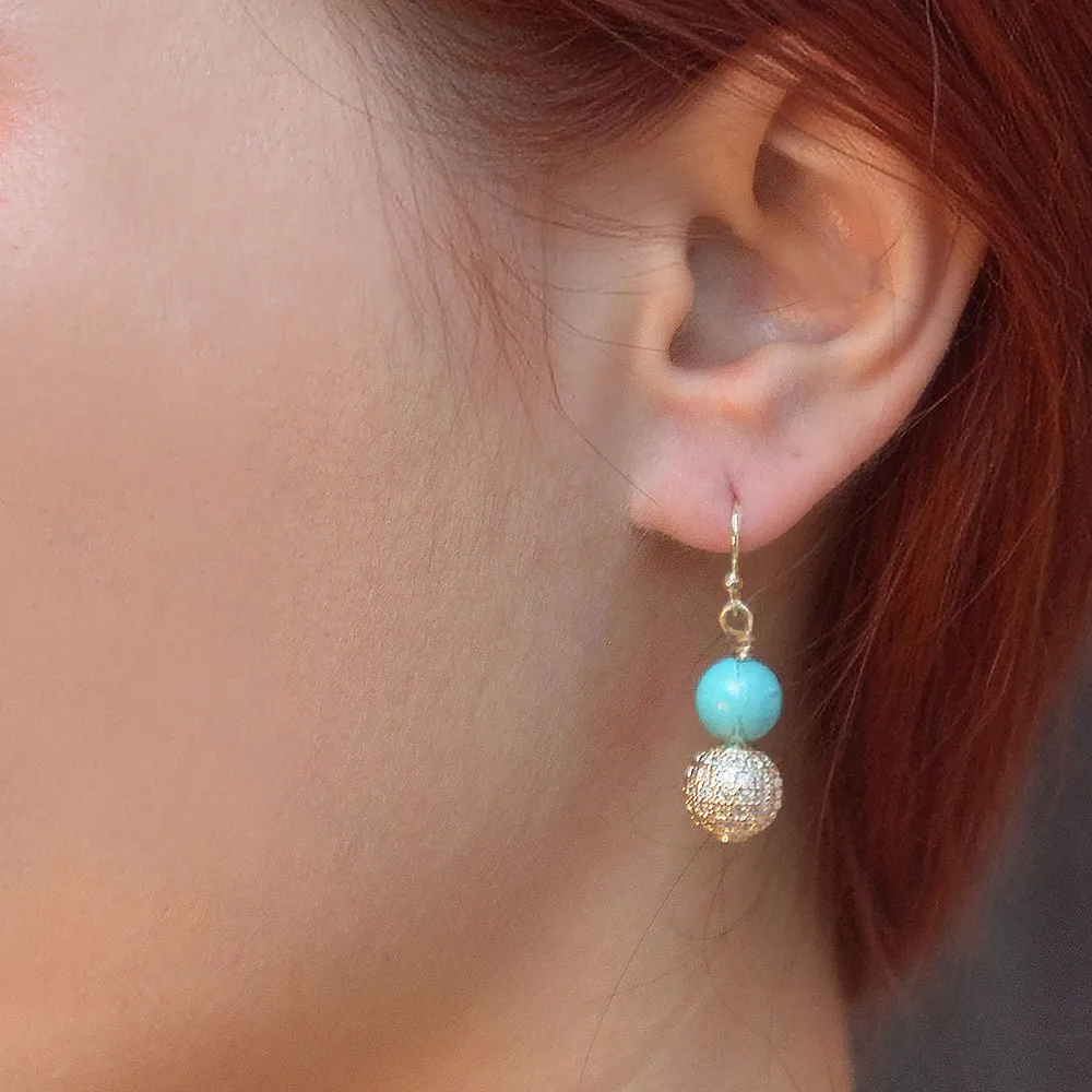 Hepburn Pave and Blue Magnesite Golden Drop Earrings sold by Barse product image thumbnail 2