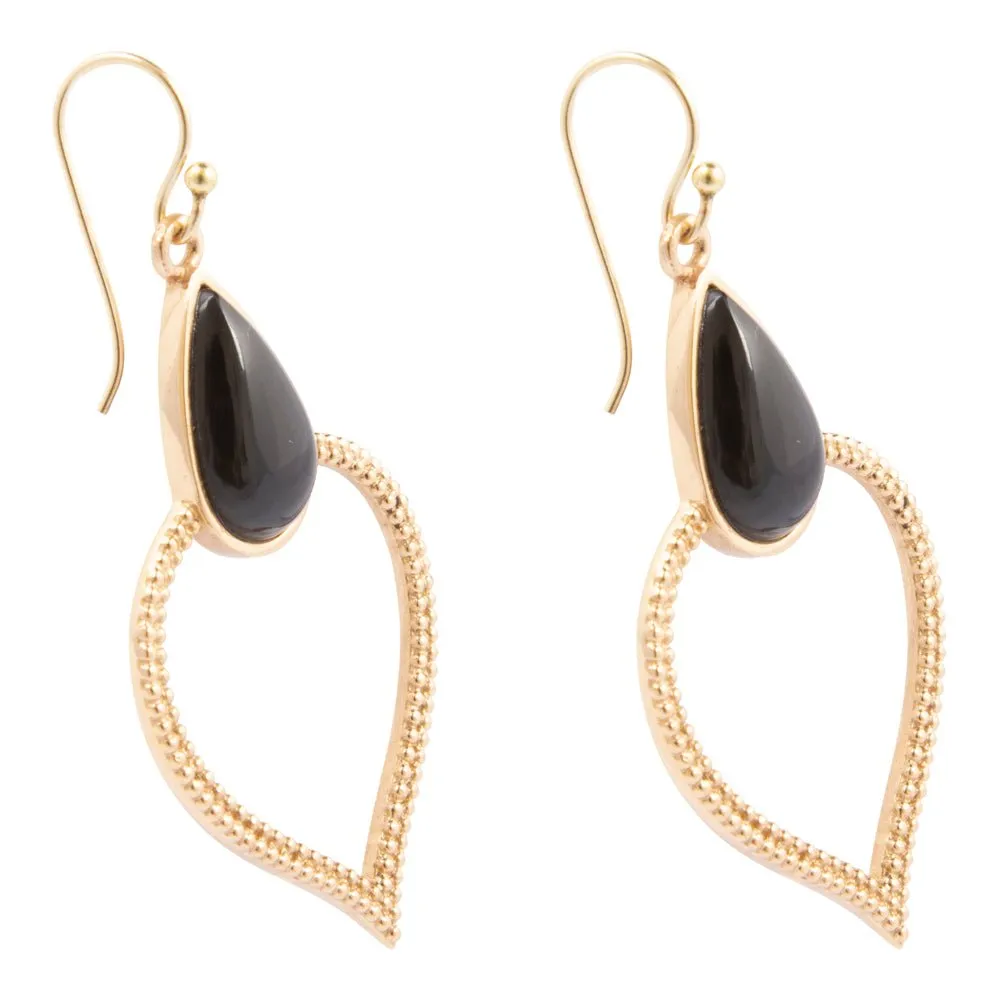 Black Onyx Bedouin Golden Drop Earrings sold by Barse product image thumbnail 4
