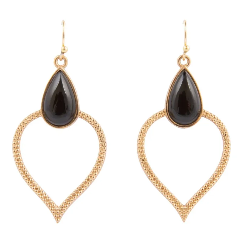 Black Onyx Bedouin Golden Drop Earrings sold by Barse