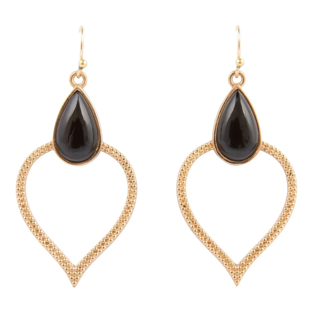 Black Onyx Bedouin Golden Drop Earrings sold by Barse