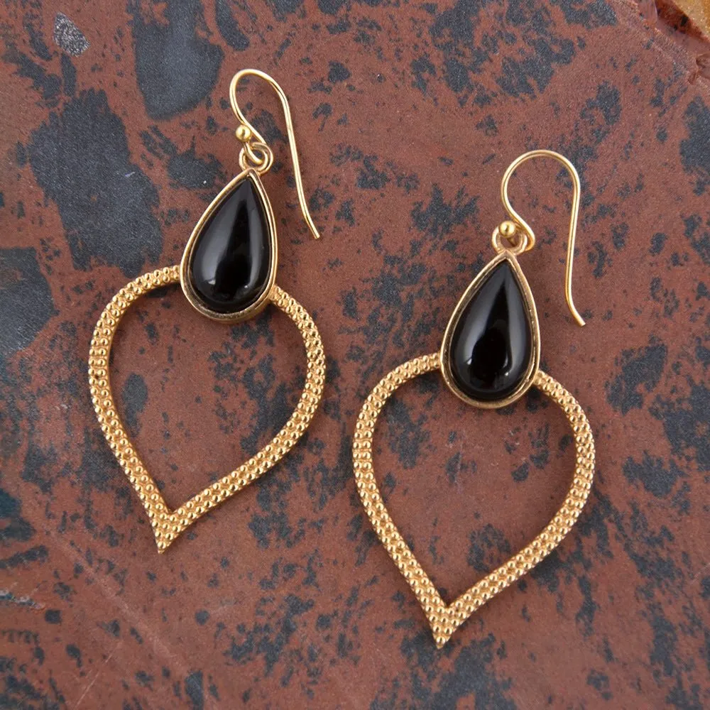 Black Onyx Bedouin Golden Drop Earrings sold by Barse product image thumbnail 3