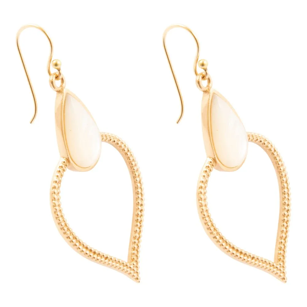 White Mother of Pearl Bedouin Golden Drop Earrings sold by Barse product image thumbnail 4