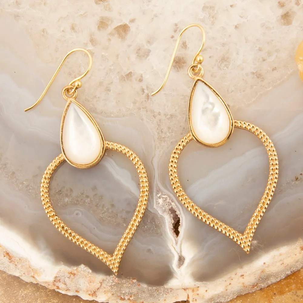 White Mother of Pearl Bedouin Golden Drop Earrings sold by Barse product image thumbnail 3
