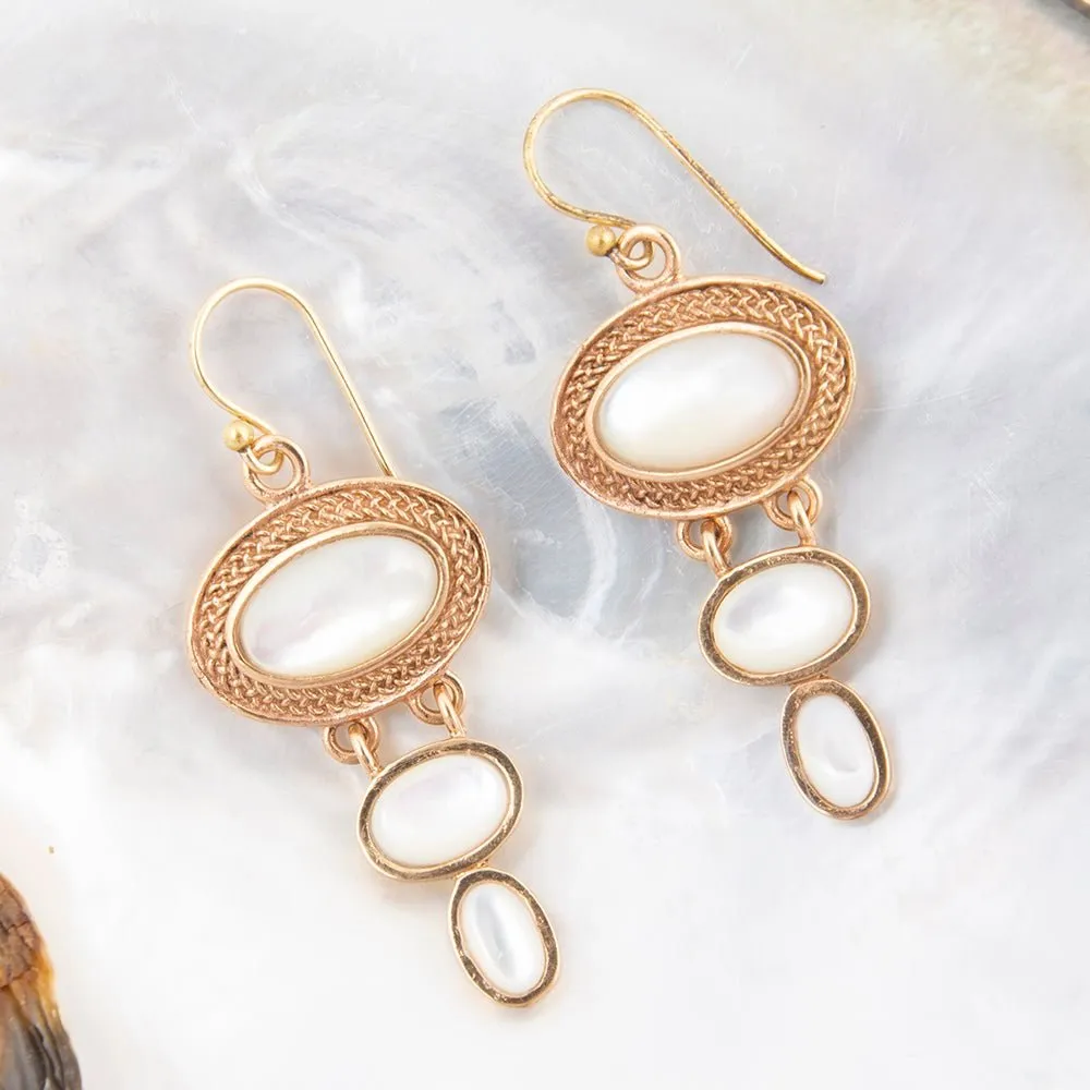 White Mother of Pearl Ovation Golden Drop Earrings sold by Barse product image thumbnail 3