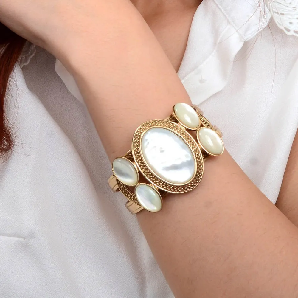 Mother of Pearl Ovation Golden Cuff Bracelet sold by Barse product image thumbnail 2