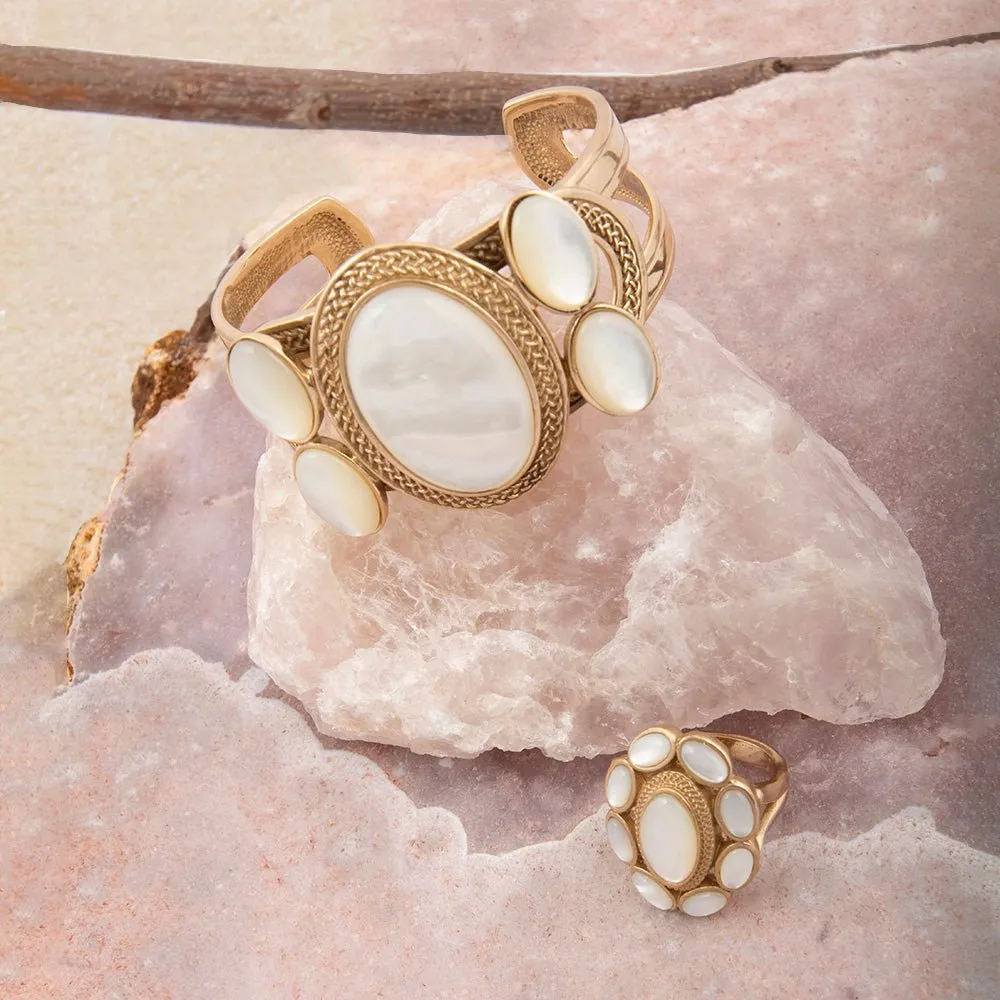 Mother of Pearl Ovation Golden Cuff Bracelet sold by Barse product image thumbnail 5