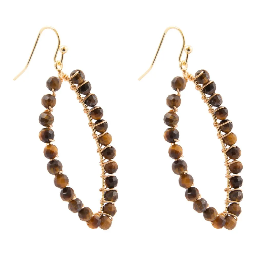 Brown Tiger's Eye Tear Drop Golden Loop Earrings sold by Barse product image thumbnail 4